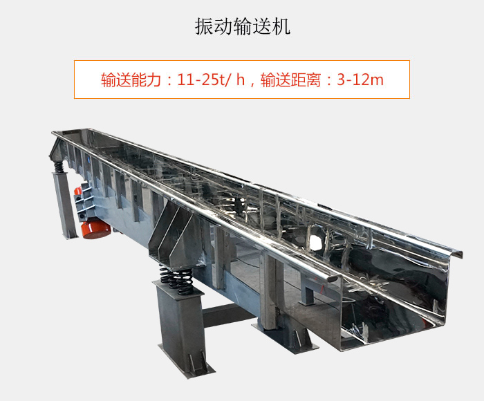 振動輸送機(jī):輸送能力:11-25t/ h,輸送距離:3-12m