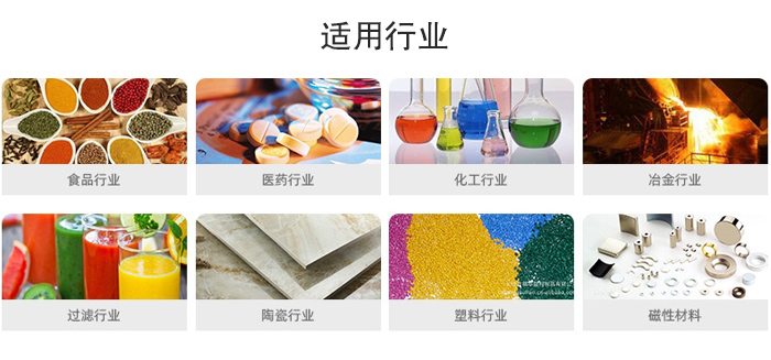 氣流篩粉機適用行業：食品，醫藥，化工，冶金，過濾，陶瓷，塑料，磁性材質等行業。